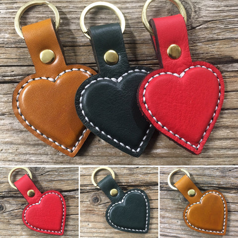 Heart Leather Keyring (hand stitched)