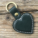 Heart Leather Keyring (hand stitched)