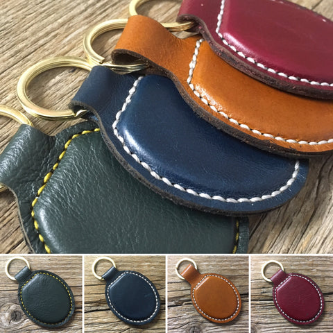 Oval Leather Keyring (hand stitched)