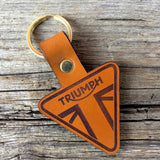 Leather Triumph Motorcycle Triangle Keyring