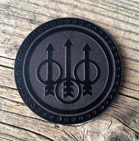 Leather sew on Beretta badge