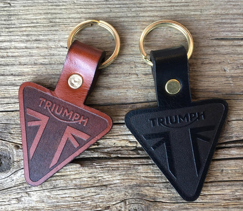 Leather Triumph Motorcycle Triangle Keyring