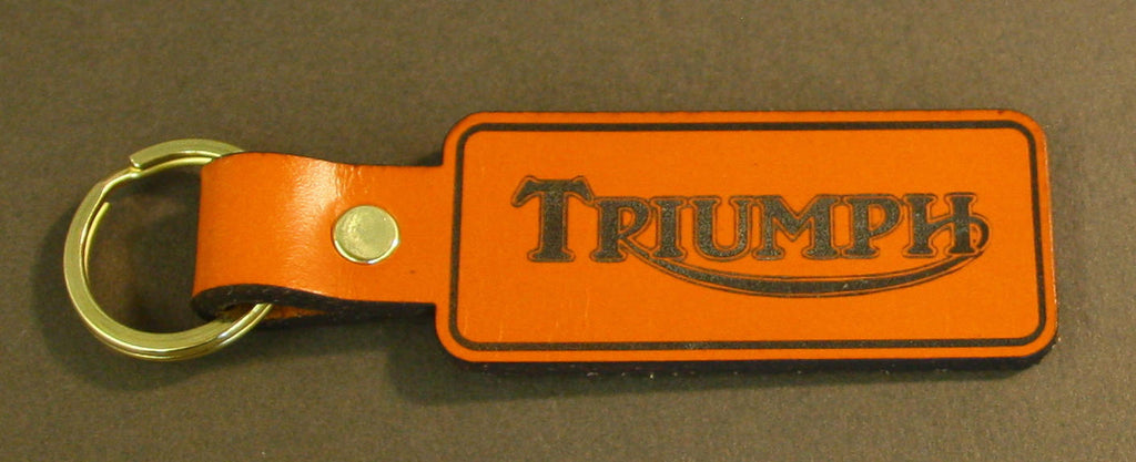 Leather Triumph Motorcycle Rectangular Keyring