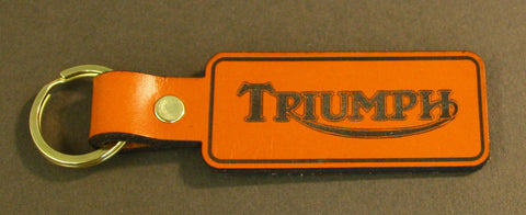 Leather Triumph Motorcycle Rectangular Keyring